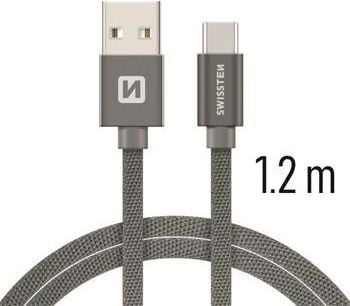 USB-kabel Swissten USB-A til USB-C 1,2 m grå USB-kabel Swissten USB-A til USB-C 1,2 m grå