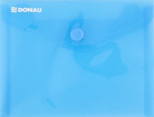 Donau konvoluttmappe med trykklås, PP, A6, 180 mikron, blå