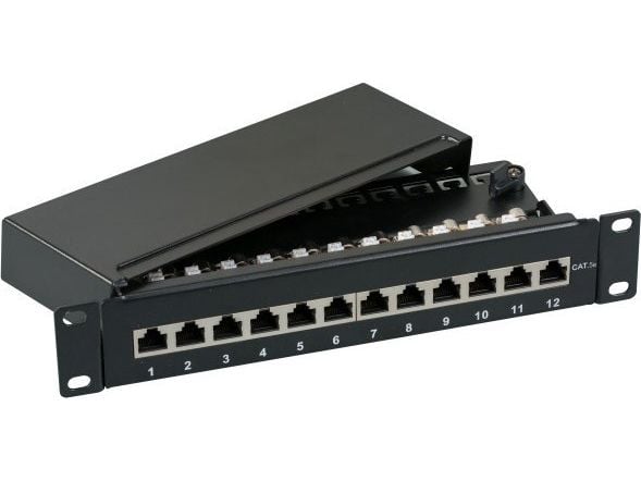 EFB Elektronik 37736SW.12, 5000 Mbit/s, RJ-45, Gull, Sort, Rackmontering, 1U