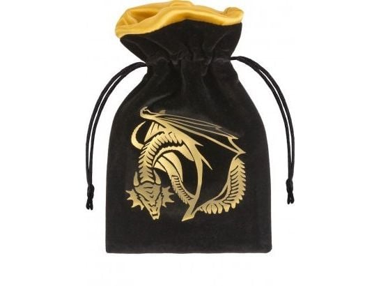 Q-Workshop Velour pussi - Dragon - Musta ja kultainen