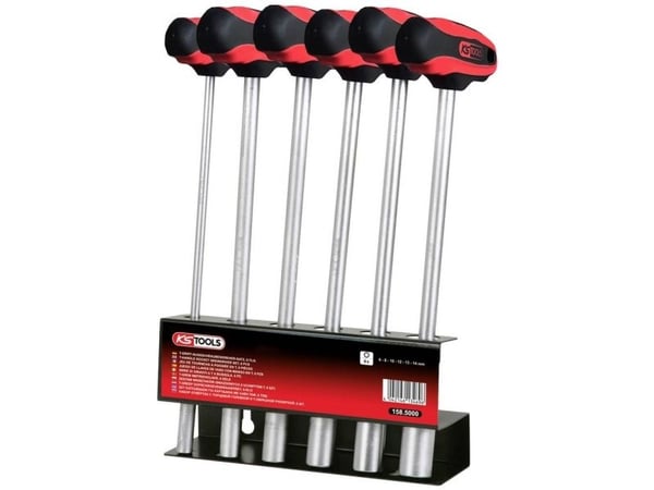 KS Tools 158.5000, Støpselsett, Metrisk, 6 hoder, Kromvanadiumstål, 1,4 kg
