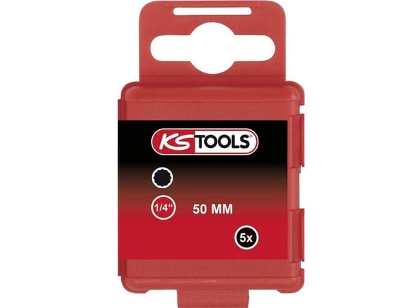 KS Tools 911.2711, Nikkeli, DIN 3126, ISO 1173 - E 6,3, 50 mm, 64 g, 25,4 / 4 mm (1 / 4"), Kahdeksankulmainen
