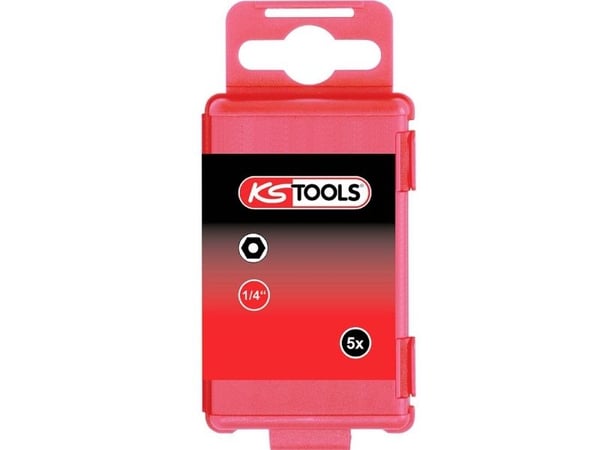 KS Tools 911.7714, 5 stykker, Sikkerhets-hex (metrisk), 5 mm, Stål, DIN 3126, ISO 1173 - E 6,3, 75 mm