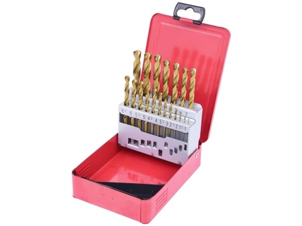 KS Tools 330.4610, Borr, Borrsats, Högerrotation, Metall, Plast, Trä, 130°, Titanium-överdragen snabbstål (HSS-TiN)