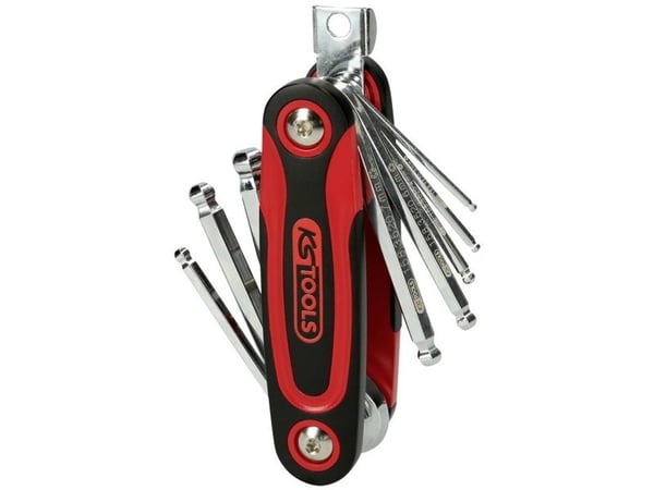 KS Tools 158.3520, Pipenøkkelsett, Svart, Rød, Kromvanadiumstål, DIN ISO 2936, 440 g
