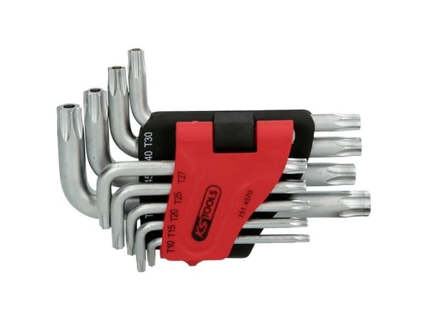 KS Tools 151.4570, L-torx-nøkkel, Metallisk, Kromvanadiumstål, 230 g, 9 stykker