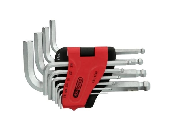 KS Tools 151.4740, L-formet hex-nøkkelsett, 10 stykker, Stål, Kromfarget, DIN ISO 2936, 296 g