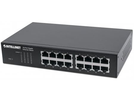 Intellinet 561068, Uhåndtert, L2, Gigabit Ethernet (10/100/1000), Full tosidig, Rack-montering, 1U