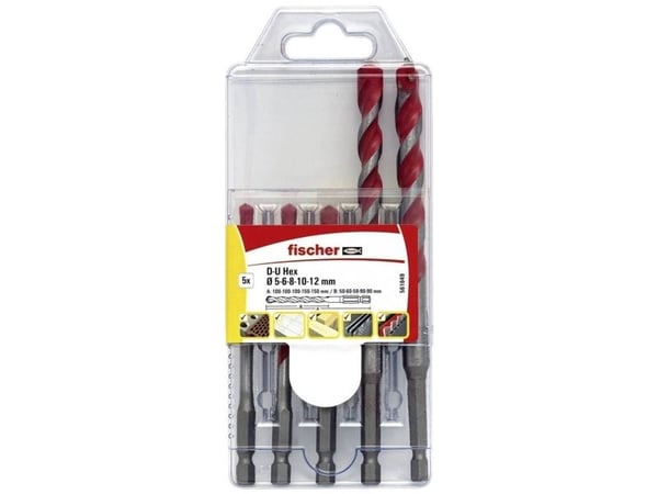 Fischer 561649, Borr, Borrsats, Gjuten aluminium, Tegel, Betong, Kalksten, Plast, Stål, Kakel, Universal, Trä, Karbid, Hexskaft, Kina