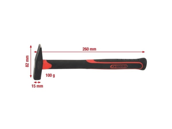 KS Tools 142.1311, Klinkehammer, Stål, Fiberglass, Svart, 26 cm, 180 g