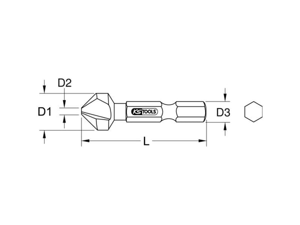 KS Tools 336.0326, Drill, Avgradingsborebit, Høyrehåndsrotasjon, 6,3 mm, 45 mm, Ikke-jernholdig metall, Myk metall, Stål