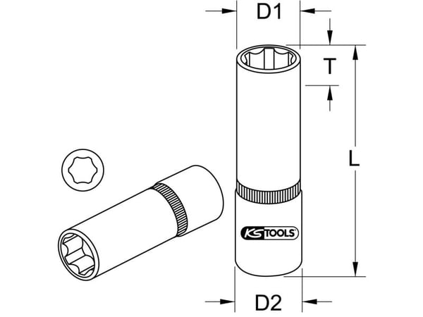 KS Tools 917.1433, Pistorasia, 1/4", Metrinen, 1 pää(t), 13 mm, Kromivanadiini-teräs
