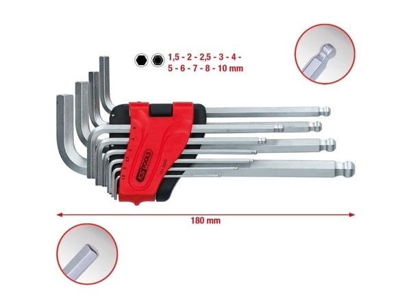 KS Tools 151.5000, 10 stykker, Kromvanadiumstål, DIN ISO 2936, 397 g