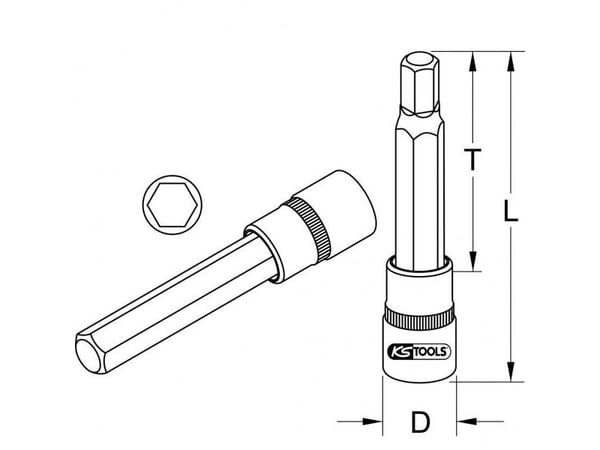 KS Tools 918.3914, Stikkontakt, 3/8", Metrisk, 1 hoder, 4 mm, Kromvanadiumstål