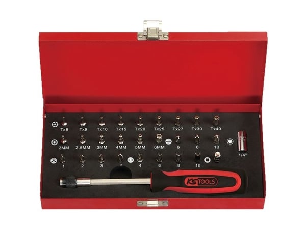 KS Tools 911.2029, 29 styck, Nickel, DIN 3126, ISO 1173 - C 6,3, 25 mm, 880 g, 25,4 / 4 mm (1 / 4")