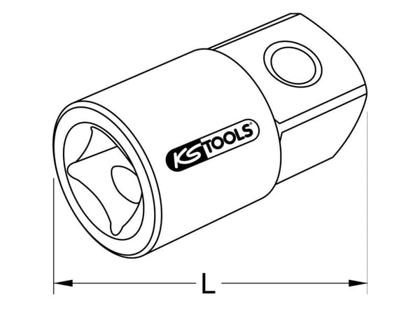 KS Tools 918.3931, 1/2", 3/8", Kromvanadiumstål, DIN 3120, ISO 1174, DIN 3123, ISO 3316, 30 mm, 60 g