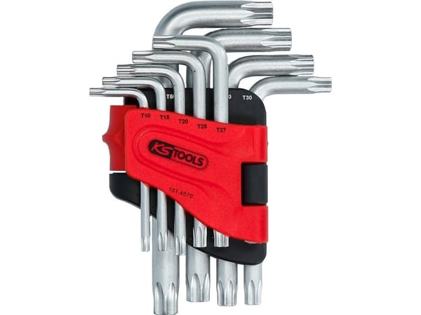 KS Tools 151.4570, L-torx-nøkkel, Metallisk, Kromvanadiumstål, 230 g, 9 stykker