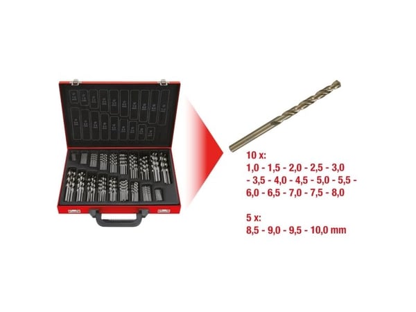 KS Tools 330.3640, Pora, Poranteräsetti, Oikeanpuoleinen kierto, Metalli, Muovi, Puu, 130°, Pikateräs (HSS-G)