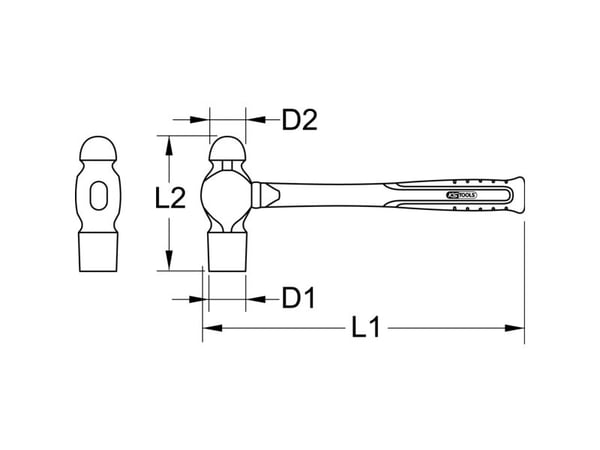 KS Tools BRONZEplus, Kulhammare, Aluminiumbrons, Glasfibrer, Orange, Svart, brons, 310 mm, 450 g