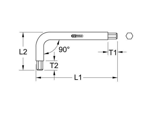 KS Tools 965.0512, L-formet hexnøkkel, Metrisk/imperisk, 1 stykker, 3/8", 10,6 cm, 3,8 cm