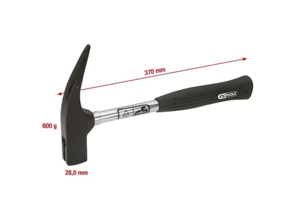 KS Tools 140.2002, Tegelhammare, Stål, Plast, Stål, Svart, 3,2 cm, 900 g