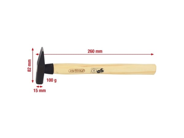 KS Tools 142.1310, Konepajavasara, Terästä, Puu, 26 cm, 180 g, 100 g