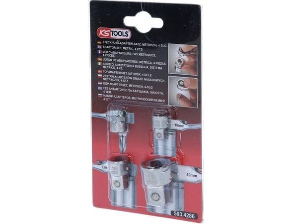 KS Tools 503.4286, Støpselsett, 4 hoder, Kromvanadiumstål, DIN 3120, ISO 1174, 270 g