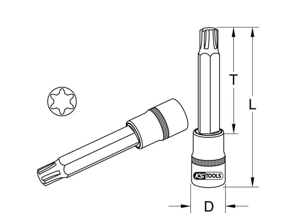 KS Tools CHROMEplus, Stikkontakt, 1/2", Metrisk, 1 hoder, Kromvanadiumstål