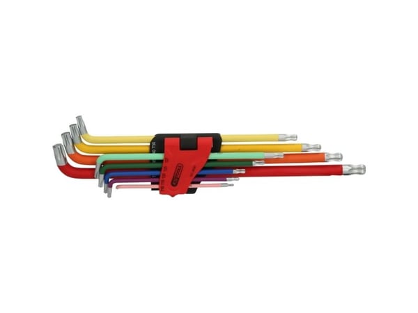 KS Tools 151.4530, Insexnycklar med T-handtag, set, 9 styck, T-handtag med kort skaft, Stål, Krom, 427 g