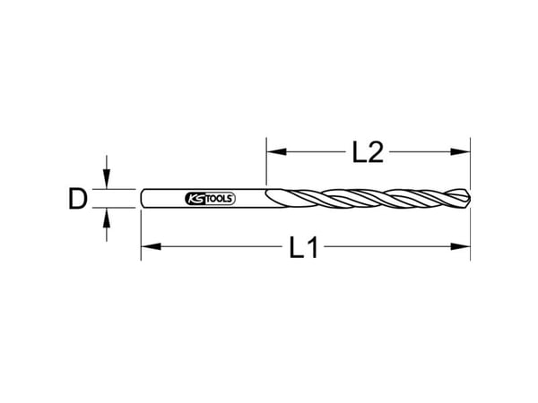 KS Tools 330.3031, Borr, Spiralborrkona, Högerrotation, 3,1 mm, 65 mm, Metall, Plast, Trä