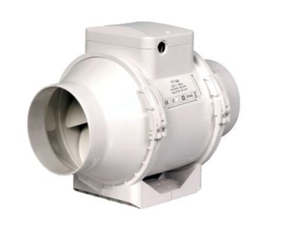 Duka kanalventilator EL 100 TT - PVC, Hvid, Ø100 mm, Til indbygning i loftsrummet