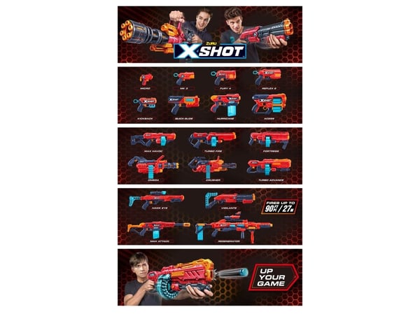 X-Shot Excel Double Fury 4 Combo Foam Blaster Pack (16 Darts 3 Cans)