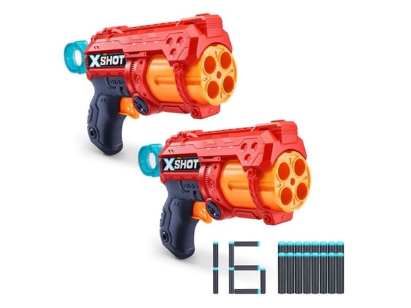 X-Shot Excel Double Fury 4 Combo Foam Blaster Pack (16 Darts 3 Cans)
