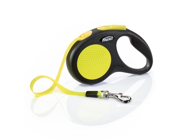 flexi New NEON bånd S, 5M, 15KG, musta/neon gul