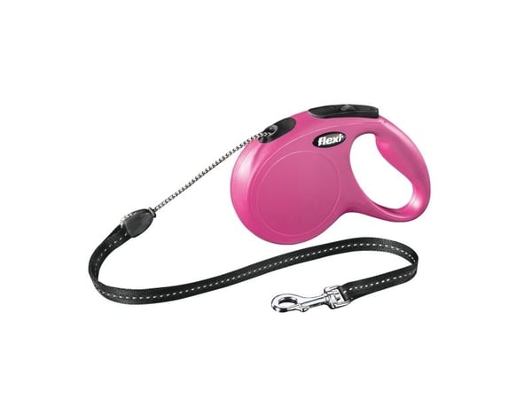 Flexi New CLASSIC, Hund, Tilbaketrekkelig, Rosa, Ledning, 20 kg, 5 m