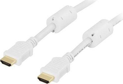 DELTACO HDMI-1020A - HDMI-kabel med Ethernet - HDMI hann til HDMI hann - 2 m - hvit