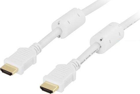 DELTACO HDMI-1030A - HDMI-kabel med Ethernet - HDMI hann til HDMI hann - 3 m - hvit