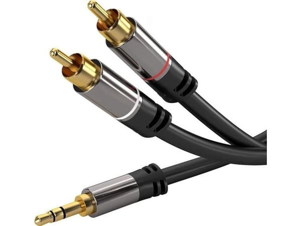PremiumCord Jack 3,5 mm - RCA (Cinch) x2 kabel 3 m svart (kjqcin3)