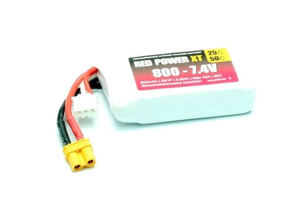Red Power modellbygg batteripakke (LiPo) 7,4 V 800 mAh 25 C Softcase XT30
