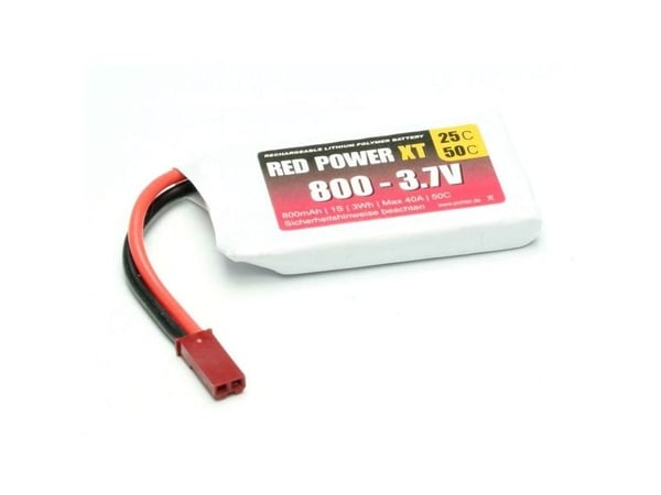 Red Power modellbyggings batteripakke (LiPo) 3.7 V 800 mAh celler: 1 25 C softcase JST, BEC