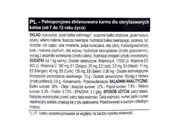 Royal Canin Sterilised 7+, Vuxen, Alla raser, Höns, 3,5 kg, Antioxidanter ingår