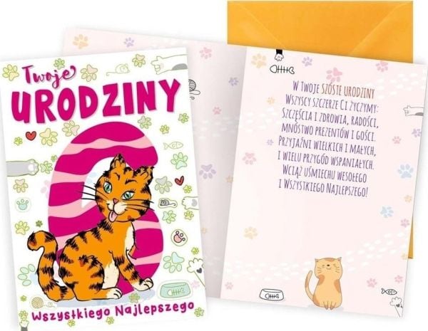 KUKARTKA Billett B6 Bursdag 6 kattunger
