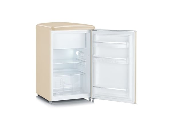 SEVERIN Retro RKS 8833 - Kjøleskap med fryserboks - tabletop - bredde: 55 cm - dybde: 61.5 cm - høyde: 89.5 cm - 108 liter - Klasse D - kremfarget
