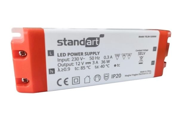 Strømkilde Standard, LED, 3A, 0-36W, 12V, DC, IP20