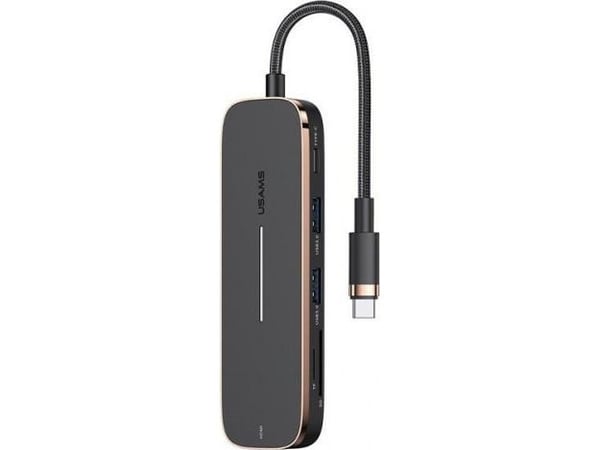 USAMS-sovitin Hub 2xUSB+USB-C+HDMI+Micro SD+SD musta SJ575hub01 (US-SJ575) USAMS-sovitin Hub 2xUSB+USB-C+HDMI+Micro SD+SD musta SJ575hub01 (US-SJ575)