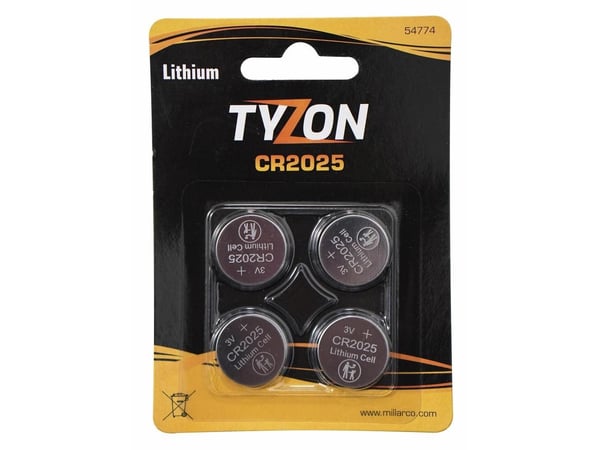 Tyzon CR2025 lithium batterier 4-pak
