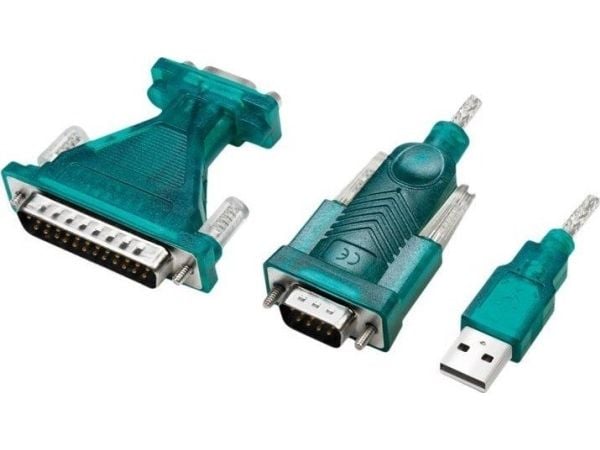 LogiLink USB 2.0-kabel, USB-A/M til DB9/M + DB25/M (RS232), Win 11, 1,3 m