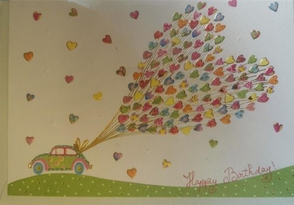 Turnowsky inbjudningskort B6 + kuvert MO4930X1-1 bil med ballonger