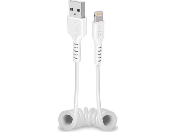 SBS TECABLEUSBIP589SW, Lightning, USB A, Hankjønn, Hankjønn, Hvit, Rett