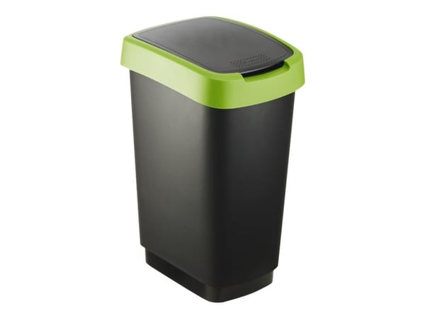 Rotho Twist - Roskakori - Flip/swing kansi - 25 L - tumma hopea